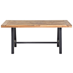 Dining Table Light Acacia Wood And Black 170 X 80 Cm Outdoor Indoor Modern Beliani