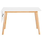 Dining Table White 120/155 X 80 Cm Extending Drop Leaf Wooden Legs Scandinavian Minimalistic Beliani