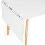 Dining Table White 120/155 X 80 Cm Extending Drop Leaf Wooden Legs Scandinavian Minimalistic Beliani