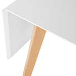 Dining Table White 120/155 X 80 Cm Extending Drop Leaf Wooden Legs Scandinavian Minimalistic Beliani