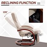 Homcom Swivel Recliner Chair With Extended Footrest, Manual Reclining Armchair With Wood Base For Living Room, Bedroom, Beige