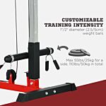 Sportnow Pull Up Station With Adjustable Seat, Power Tower For Chin Up And Lat Pulldown Exercises, Multi-function Fitness Equipment With Flip-up Footplate, For Home Gym, Red