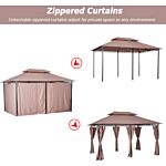 Outsunny 4m X 3(m) Metal Gazebo Canopy Party Tent Garden Pavillion Patio Shelter Pavilion With Curtains Sidewalls Brown