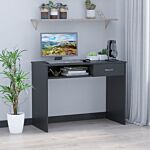 Homcom Modern Computer Work Desk Table Study W/ Shelf Drawer Standing Writing Station Display Stylish Storage Compact Black