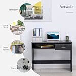 Homcom Modern Computer Work Desk Table Study W/ Shelf Drawer Standing Writing Station Display Stylish Storage Compact Black