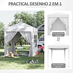 Outsunny 2 X2m Pop Up Gazebo Canopy Party Tent Wedding Awning W/ Free Carrying Case White + Removable 2 Walls 2 Windows-white