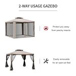 Outsunny Outdoor Garden Gazebo Tent, 2-tier Roof W/netting, 295l X 295w X 263hcm-taupe