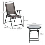 Outsunny 3 Pcs Garden Table And Chairs, Outdoor Bistro Set, Patio Conversation Furniture Set W/ Foldable Armchairs & Glass Top Coffee Table, Brown