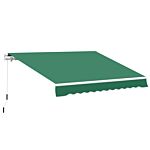 Outsunny Garden Patio Manual Retractable Awning Canopy Sun Shade Shelter 4m X 3m-green