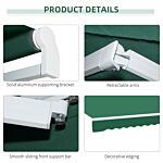 Outsunny Garden Patio Manual Retractable Awning Canopy Sun Shade Shelter 4m X 3m-green