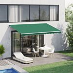 Outsunny Garden Patio Manual Retractable Awning Canopy Sun Shade Shelter 4m X 3m-green