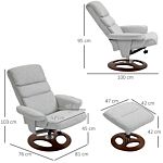 Homcom Recliner Chair Ottoman Set 360° Swivel Sofa Stool Modern Soft Thick Padding Wood Base Grey