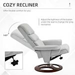 Homcom Recliner Chair Ottoman Set 360° Swivel Sofa Stool Modern Soft Thick Padding Wood Base Grey