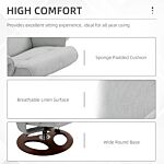 Homcom Recliner Chair Ottoman Set 360° Swivel Sofa Stool Modern Soft Thick Padding Wood Base Grey