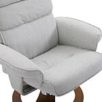 Homcom Recliner Chair Ottoman Set 360° Swivel Sofa Stool Modern Soft Thick Padding Wood Base Grey