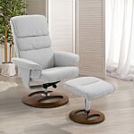 Homcom Recliner Chair Ottoman Set 360° Swivel Sofa Stool Modern Soft Thick Padding Wood Base Grey