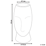 Flower Vase Pink Stoneware 25 Cm Decorative Table Accessory Face-shaped Minimalist Beliani