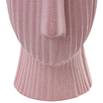 Flower Vase Pink Stoneware 25 Cm Decorative Table Accessory Face-shaped Minimalist Beliani