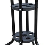 Outsunny Φ60×70h Cm Round Metal Table, Garden Table Tempered Glass-black