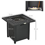 Outsunny Rattan-style Propane Gas Fire Pit Table With 50,000 Btu Burner, Square Smokeless Firepit Patio Heater With Thermocouple, Waterproof Cover