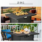 Outsunny Rattan-style Propane Gas Fire Pit Table With 50,000 Btu Burner, Square Smokeless Firepit Patio Heater With Thermocouple, Waterproof Cover