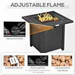 Outsunny Rattan-style Propane Gas Fire Pit Table With 50,000 Btu Burner, Square Smokeless Firepit Patio Heater With Thermocouple, Waterproof Cover