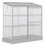 Outsunny 3-tier Mini Greenhouse Garden Cold Frame Plant Growth House W / Polycarbonate Panels, Openable Roof, 129.5 X 58 X 140 Cm, Silver