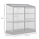 Outsunny 3-tier Mini Greenhouse Garden Cold Frame Plant Growth House W / Polycarbonate Panels, Openable Roof, 129.5 X 58 X 140 Cm, Silver
