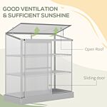 Outsunny 3-tier Mini Greenhouse Garden Cold Frame Plant Growth House W / Polycarbonate Panels, Openable Roof, 129.5 X 58 X 140 Cm, Silver