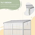 Outsunny 3-tier Mini Greenhouse Garden Cold Frame Plant Growth House W / Polycarbonate Panels, Openable Roof, 129.5 X 58 X 140 Cm, Silver