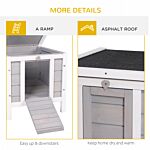 Pawhut Wooden Rabbit Hutch Bunny Puppy Cage Guinea Pig Hutch, Rabbit Hideaway, Cat House, Pet Habitat Small Animals Ferret 51 X 42 X 43 Cm, Grey