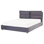 Bed Frame Grey Velvet Upholstery With Storage Eu King Size Bedroom Furniture Beliani