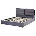 Bed Frame Grey Velvet Upholstery With Storage Eu King Size Bedroom Furniture Beliani