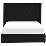 Bed Frame With Storage Black Velvet Upholstered 6ft Eu Super King Size High Headboard Beliani