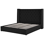 Bed Frame With Storage Black Velvet Upholstered 6ft Eu Super King Size High Headboard Beliani
