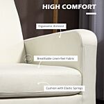 Homcom Modern Accent Chair, Occasional Chair With Rubber Wood Legs For Living Room, Bedroom, Cream White