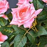 Outsunny Set Of 2 Artificial Plants Pink Rose Floral In Pot, Fake Plants For Home Indoor Outdoor Decor, 90cm