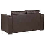 2 Seater Sofa Loveseat Brown Split Leather Upholstery Chromed Legs Retro Design Beliani