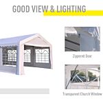 Outsunny 6m X 4 Party Tent Portable Carport Shelter W/ Removable Sidewalls & Doors Party Tent Shelter Car Canopy
