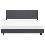 Slatted Bed Frame Grey Polyester Fabric Upholstered 5ft3 Eu King Size Modern Design Beliani