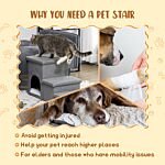 Pawhut Dog Steps 3-step Pet Stairs With Kitten House And 2 Storage Boxes, 3 In 1 Dog Ramp For Sofa With Washable Plush Cushion