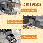 Pawhut Dog Steps 3-step Pet Stairs With Kitten House And 2 Storage Boxes, 3 In 1 Dog Ramp For Sofa With Washable Plush Cushion