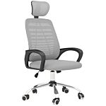 Vinsetto Ergonomic Office Chair, Mesh Desk Chair With Rotatable Headrest, Lumbar Back Support, Armrest, Grey