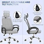 Vinsetto Ergonomic Office Chair, Mesh Desk Chair With Rotatable Headrest, Lumbar Back Support, Armrest, Grey