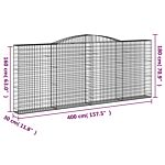 Vidaxl Arched Gabion Baskets 2 Pcs 400x30x160/180 Cm Galvanised Iron