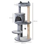 Pawhut 3-tier 104 Cm Cat Tree, Cat Condo Tree Tower, Deluxe Cat Activity Tree W/ Scratching Posts Play Ball Plush Fun Toy Relax Climb, Grey