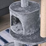 Pawhut 3-tier 104 Cm Cat Tree, Cat Condo Tree Tower, Deluxe Cat Activity Tree W/ Scratching Posts Play Ball Plush Fun Toy Relax Climb, Grey