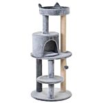 Pawhut 3-tier 104 Cm Cat Tree, Cat Condo Tree Tower, Deluxe Cat Activity Tree W/ Scratching Posts Play Ball Plush Fun Toy Relax Climb, Grey