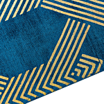 Rug Blue With Gold Geometric Pattern Viscose With Cotton 140 X 200 Cm Style Modern Glam Beliani