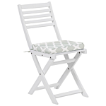 3 Piece Bistro Set White Solid Acacia Wood Mint Green Cushions Folding Slatted Design Scandinavian Modern Beliani